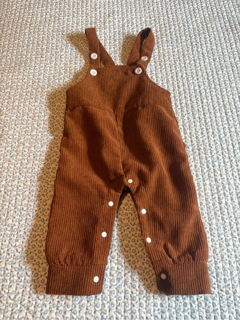 Pat Pat Brown Corduroy Style Baby Overalls with White Buttons